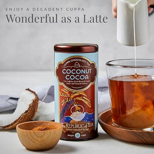 The Republic of Tea – Coconut Cocoa Cuppa Chocolate Tea Bags, Low-Caffeine, 36 Servings thumbnail 3
