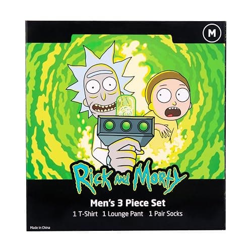 RICK AND MORTY mens Lounge Set in Gift Box With T-shirt, Pants and Socks With Multiple Print Options in Sizes S-m-l-xl thumbnail 5
