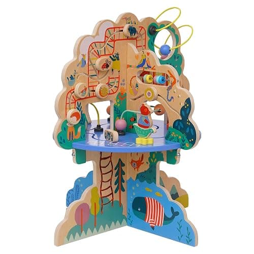 Manhattan Toy Playground Adventure Wooden Toddler Activity Center with Gliders, Abacus Track, Spinners, Spring Toys and Bead Runs - Image 1