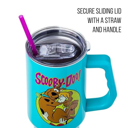Silver Buffalo Scooby-Doo Featuring Scared Shaggy and Scooby Stainless Steel Tumbler with Handle and Straw, Fits in Standard Cup Holder, 40 Ounces thumbnail 3