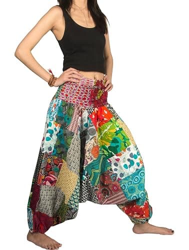 Tribe Azure 100% Cotton Harem Pants Colorful Summer Hippie Yoga Boho Casual Fashion Women thumbnail 2