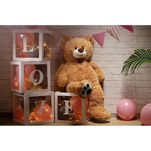 HollyHOME Big Teddy Bear, Large Bear Stuffed Animal with Footprints,36”,Tan | Cute Soft Cuddly Plush, Birthday & Holiday Gifts for Kids,Girlfriend,Wife, Baby Shower Decor, Perfect Bedtime Companion thumbnail 4