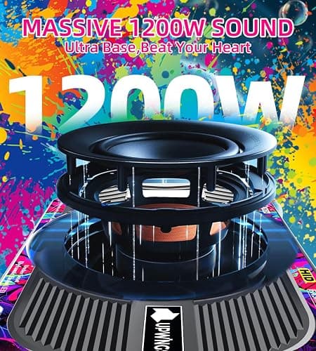 UPWINGSPIRAL 1200W 10" Car Subwoofer, Slim Under Seat Powered Subwoofer and Amp Package with RGB Light, Individual Control for Low Pass/Gain/Boost Bass, Deep Bass Perfect for Truck/SUV/Jeep/MPV thumbnail 3