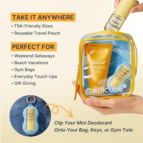 medicube Fresh Glow Body Kit | Travel-Ready Hair & Body Set | Mini body wash, deodorant and hair & body fragrance mist for fresh glow body. Kojic Acid for Brightening thumbnail 7