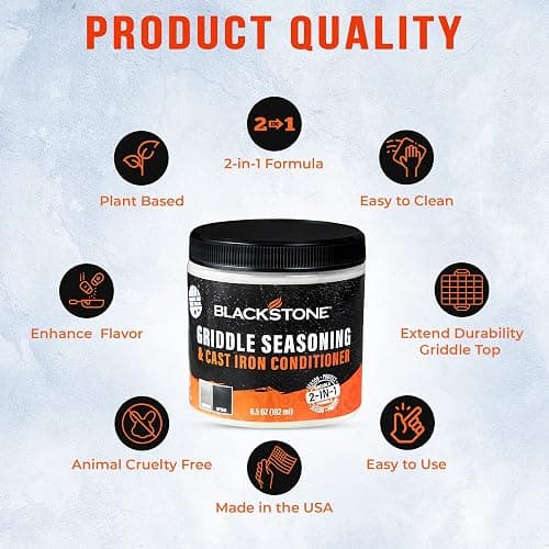 Blackstone 2-IN-1 Griddle & Cast Iron Seasoning Conditioner 6.5 OZ– Effective Seasoning Rub Formula – Food Safe – Easy to Use – with Satisfying Customers Travel Tissue Pack thumbnail 5