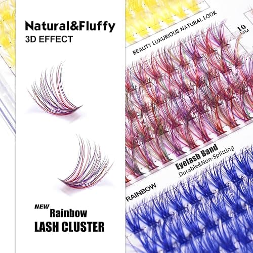 Happy Heartbeat 3D Colored Lash Clusters D Curl 416 Pcs 8 Colors 10mm 12mm 14mm 16mm Mixed Faux Mink Lashes DIY Individual Lashes 40D Colorful Fluffy lashes Extension(8 Colors-D Curl, 40D-10-16) thumbnail 2