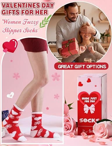 Womens Fuzzy Socks Warm Fluffy Cozy Winter Slipper Thick Fleece Heart Socks 5 Pairs thumbnail 2