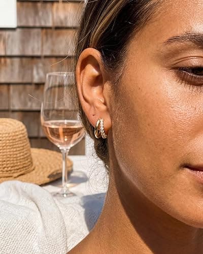 MUMREUES Gold Hoop Earrings for Women Huggie Hoop Earrings Jewelry Gifts | Hypoallergenic Earrings,Earrings for Sensitive Ears Women,Dainty Earrings for Women Trendy,Jewelry Gifts, thumbnail 2