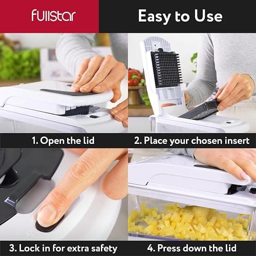 Fullstar Vegetable Chopper and Spiralizer - Food Chopper with Container, Fruit Slicer, Kitchen Gadgets & Accessories, Home Essentials (4 in 1, White) - 4 in 1 - White thumbnail 6