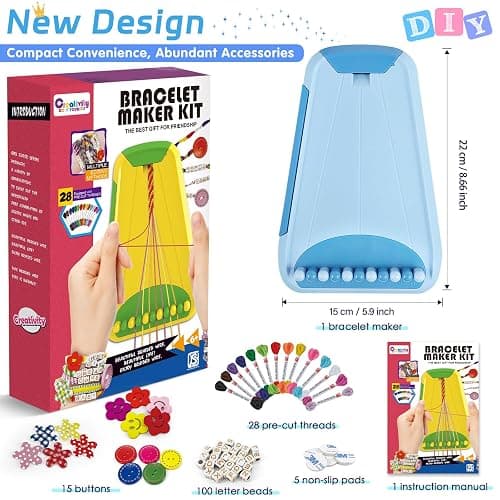 Arts and Crafts for Kids Ages 8-12,Friendship Bracelet Making Kit for Girl,Kids Jewelry Making Kit with 28 Pre-Cut Threads,Christmas Birthday Gifts for Ages 6 7 8 9 10 11 12 Year Old Light Blue thumbnail 6