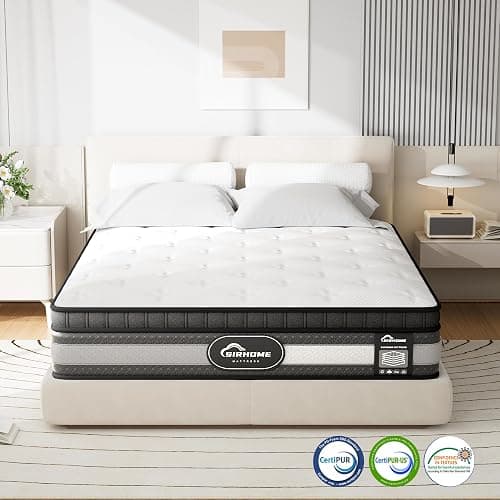 sirhome Double Mattress,4FT6 Gel Memory Foam 9 Zone Orthopaedic Mattress Pocket Sprungs,Wave Memory Foam Hybrid Medium Firm for Pressure Relief & Motion Isolation,in a Box 135x190x25cm thumbnail 8