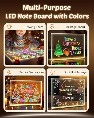 Lumiboards LED Drawing Board for Kids, 2026 New LED Note Board with Colors Doodle Glow Board, 12-inch Light Up Drawing Board with 7 Markers Pen & Tripod, Kids Gift for Birthdays,Christmas,Halloween thumbnail 7