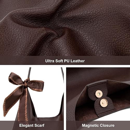 Montana West Slouchy Hobo Bag for Women Shoulder Purses and Handbags with Scarf thumbnail 4