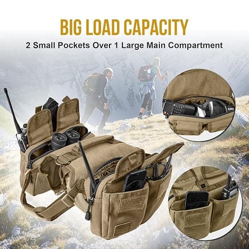 ONETIGRIS Dog Hiking Backpack, Dog Pack for Medium Large Dogs, HOPPY CAMPER 3.0 Dogs Saddle Bag Harness Outdoor Hiking (M, Brown) thumbnail 6