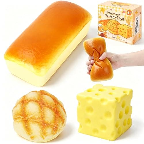 dZbGift Bread Butter Squishy,Cheese Squishy,3pcs Slow Rising squishies -Squeeze Toys,Jumbo squishies for Stress Relief,Gift for Boys Girls Adults - Image 1