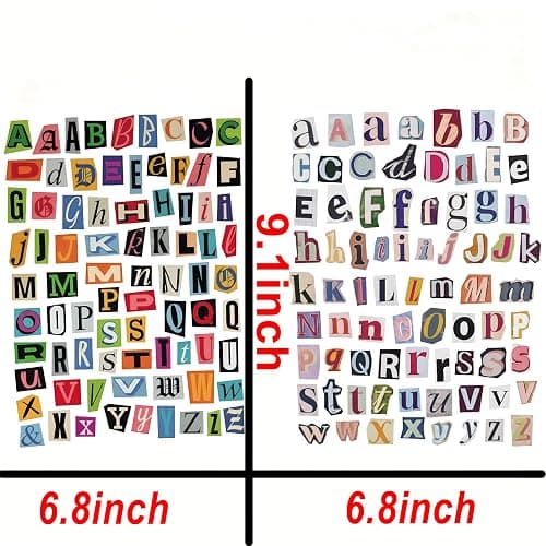 FZYJJJ 954Pcs 1inch Scrapbook Letter Stickers, Vintage Alphabet Stickers | Vintage magazine cutout letters, self-adhesive stickers perfect for scrapbook & diary DIY art projects Scrapbooking letters thumbnail 3