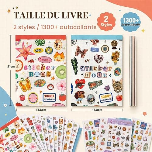 Domefahaso Livre d'autocollants pour Adultes avec Plus de 2300 Autocollants, Sticker Book & journaling avec Autocollants pour Scrapbooking et journaling thumbnail 3
