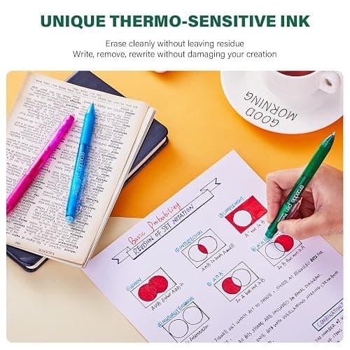 ParKoo 20 Colors Retractable Erasable Gel Pens Clicker, Fine Point 0.7 mm, Make Mistakes Disappear, Comfort Grip for Drawing Writing Planners and Crossword Puzzles thumbnail 5