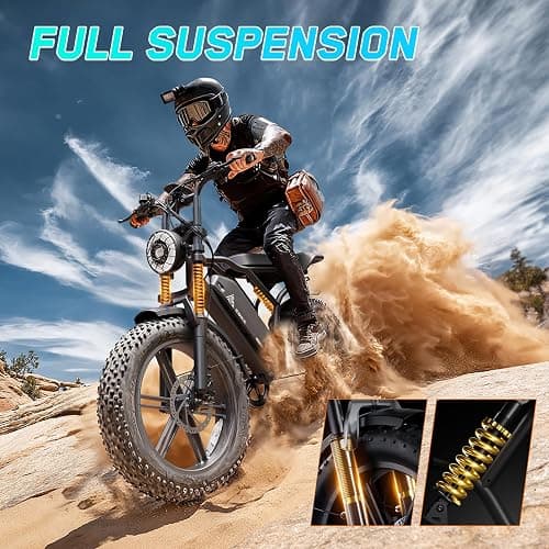 TST Electric Bike for Adults, 1500W Peak Motor 28 MPH 60/100 Miles Fat Tire Ebike with 48V 15Ah/25Ah Removable Battery 20" Electric Dirt Bike Hydraulic Suspension and 7-Speed thumbnail 4