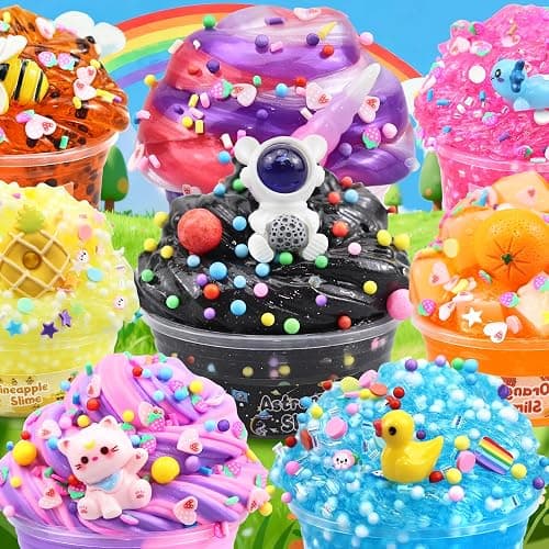 LAWOHO 15 Pack Slime Kit Different Textures, DIY Crunchy Slime Set with Various Charms and Add-ins, Perfect Kids Butter Slime Party Favors & Stress Relief Toys for Girls Boys Goodie Bags Stuffers thumbnail 2