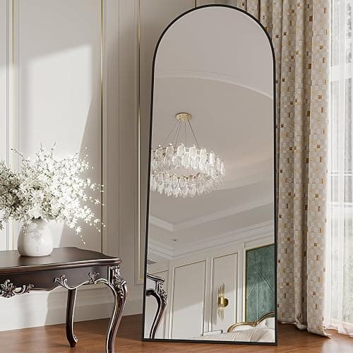 PIUDOC 59"x16"Floor Mirror Full Length,Arched Full Length Mirror with Stand,Full Body Mirror,Hanging or Large Leaning for Bedroom Living Room Black thumbnail 7