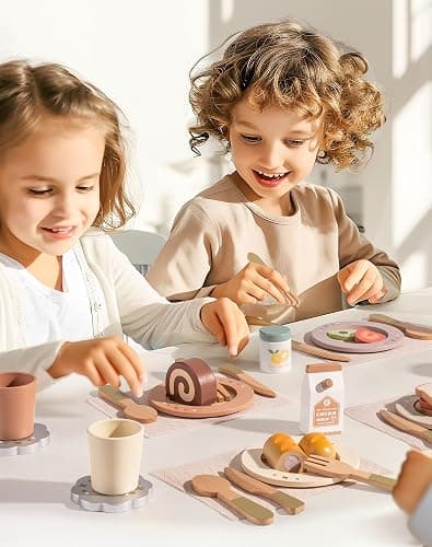 ROBUD 4-Set Wooden Play Dishes Set - Montessori-Inspired Play Food Accessories for Kids, Pretend Play Kitchen Set for Toddlers, Role Play Gift for Boys and Girls thumbnail 7