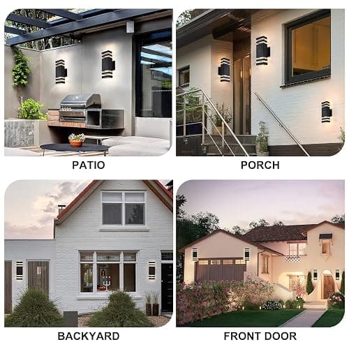 TEBLAMPUE Dusk to Dawn Outdoor Lighting 4 Pack, Porch Lights Outdoor Wall Lamps for Patio Waterproof 3000K Warm White Exterior Light Fixture Sconce Lights for House Hallway Garden Corridor - Black - 2 Layer-4 Pack thumbnail 4
