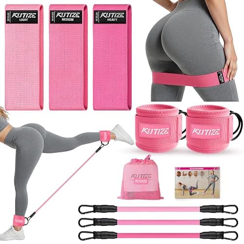 KUTIZE Ankle Resistance Bands with Cuffs & Fabric Resistance Bands Set - Legs & Glutes Workout Equipment for Women & Men, Home Gym Heavy Exercise Bands for Hip, Yoga, Strength Training, Rehab, Pilates - Image 1