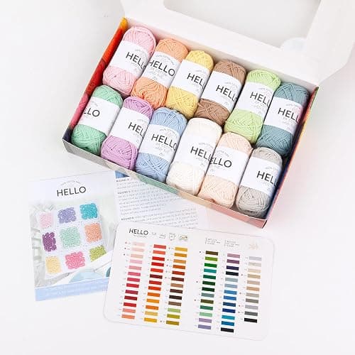 Hello 100% Cotton 12 Ball Yarn Pack - Pastel thumbnail 3
