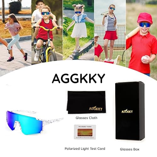 AGGKKY Polarized Kids Sunglasses, Youth Baseball Sunglasses for Boys Girls, Cycling Sun Glasses UV400 for Kids Ages 8-14 thumbnail 6
