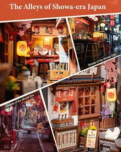 Rolife DIY Book Nook Kits for Adults, Miniature Dollhouse Booknook Kit, 3D Wooden Puzzle Creative Decorative Bookends Bookshelf Diorama Insert Crafts Hobbies Gifts (Sakura Wine Alley) thumbnail 4