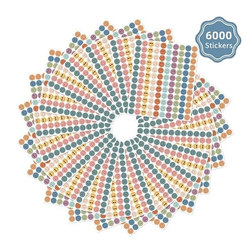 ANSTROUT 6000 Pieces Boho Happy Smile Face Stickers for School Reward Behavior Chart,3/8 Inch in Diameter Round Bohemian Style Reward Labels 10 Styles Happy Face Stickers for Teachers (50 Sheets) thumbnail 7