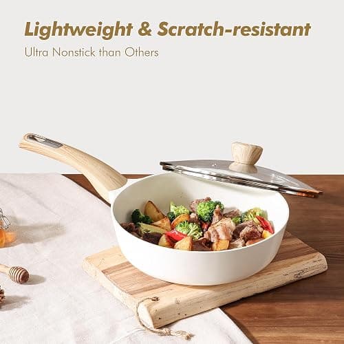 SENSARTE Ceramic Cookware Sets, Pots and Pans Set Non stick, 14-Piece Induction Cookware, Non toxic Healthy Non Stick Kitchen Cooking Set, with Frying Pans Set, PFAS PTFE PFOA PFOS Free thumbnail 8
