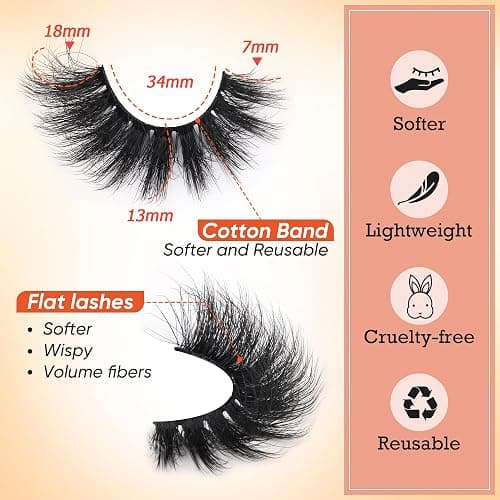 Mink Lashes Full Volume False Eyelashes 18mm Dramatic Faux Mink Eyelashes Natural Look Cat Eye Volume Eye Lashes Multipack by Focipeysa thumbnail 3