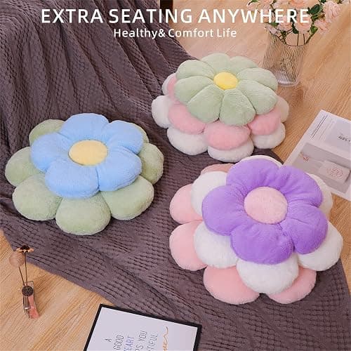 LANFIRE Blume Plüsch Kissen Bodenkissen Dekoratives Blumenkissen Sitzkissen Schlafsofa Kissen Möbel Innenkissen (40CM, Rosa) thumbnail 2