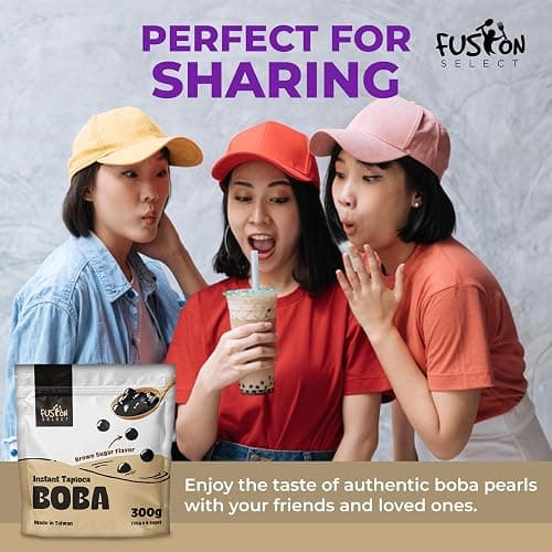 Fusion Select 12 Instant Boba - No-Cook Instant Tapioca Pearls for Bubble Tea Drinks, Hot or Cold Sweet Milk Beverage - Microwave or Heat With Boiling Water - Real Brown Sugar Flavored Balls thumbnail 7