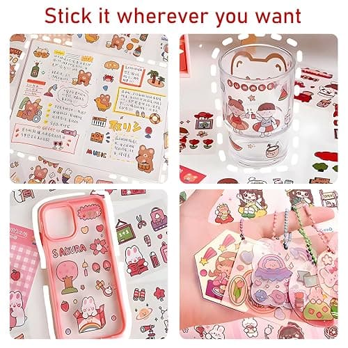 600+ pcs/100 sheets Kawaii stickers, cartoon stickers, cute stickers, stickers for girls for decorating diaries, notepads, mobile phones, laptops thumbnail 6