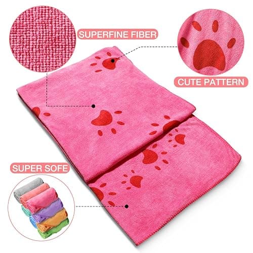 Chumia 8 Pcs 55 x 28 Inches Dog Towels Absorbent Microfiber Bath Drying Towels for Small Medium Large Pets Cat Puppy Shower Cleaning Accessories(8 Colors) thumbnail 4