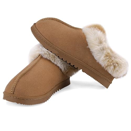 UBXRIN Womens Fuzzy Memory Foam Slippers Boots Cozy Faux Fur House Shoes Indoor Outdoor Rubber Sole Anti-Skid thumbnail 4