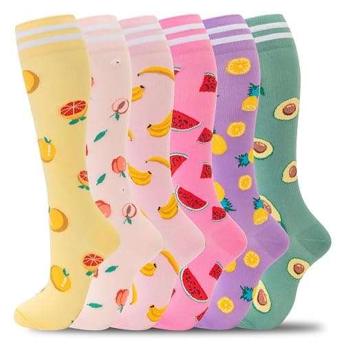 fenglaoda Compression Socks for Women Men Support Circulation 6 Pairs Socks For Nurse, Travel, Flight - Image 1