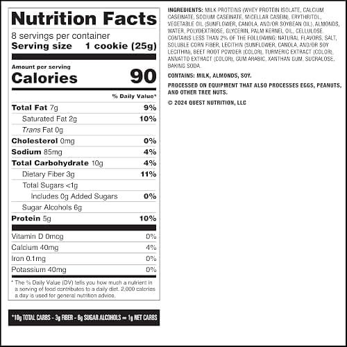 Quest Nutrition Frosted Protein Cookies, Birthday Cake, 1g Sugar, 10g Protein, 2g Net Carbs, Gluten Free, 8 Cookies thumbnail 7