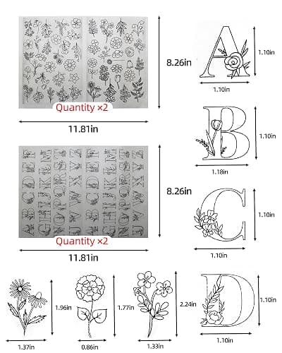 204pcs Water Soluble Hand Sewing Stabilizers，Embroidery Stick and Stitch Embroidery Paper Wash Away Stabilizers，for Embroidery Stabilizers Flower Patterns，for Hand Sewing Lover Beginners.letter&Flower thumbnail 2