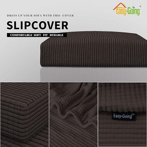 Easy-Going Stretch Chair Cushion Cover Sofa Cushion Furniture Protector Sofa Seat Sofa Slipcover Sofa Cover Soft Flexibility with Elastic Bottom(Chair Cushion, Chocolate) thumbnail 4