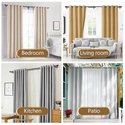 TONIAL1 Inch Double Curtain Rods 140 to 195 Inches, Heavy Duty Decorative Long Drapery Rod for Windows 128 to 190 Inches (5.75 to 11.7 ft) with Classic Cap Finial, Bronze thumbnail 5