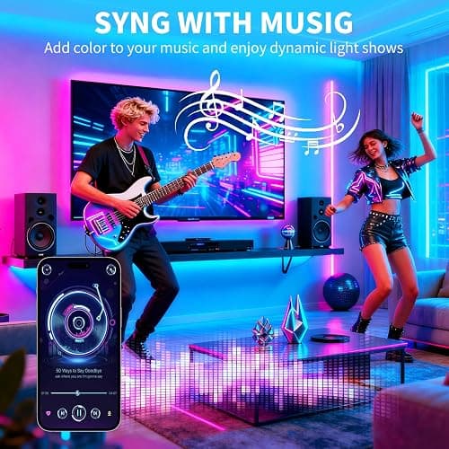 LCTKJTP LED Strip Lights,RGB Music Sync Color Changing Led Lights with Smart App Control Remote & Remote Control for Room,Part,Essential,Sense of Atmosphere Decoration(100FT-2 Rolls of 50ft) thumbnail 3