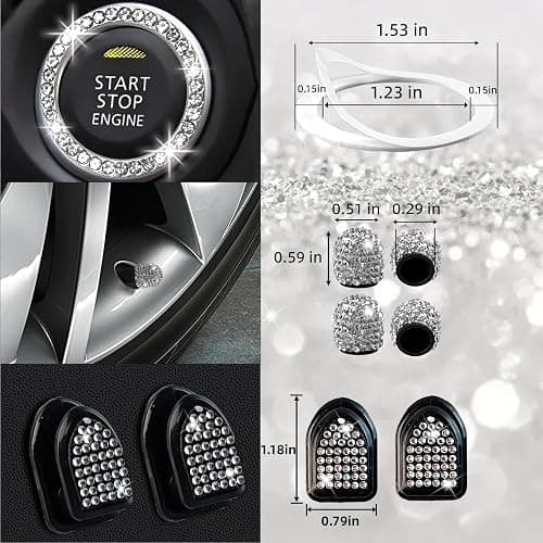 NBTEPEM 27 PCs Bling Car Accessories Set for Women, Steering Wheel Covers Universal Fit 15 Inch, Bling License Plate Frame, Bling Phone Holder, Bling Car Coasters (Silver Diamond) thumbnail 8