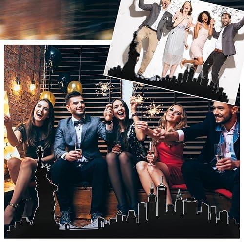 Chunful 5.2 Ft New York City Skyline Cardboard Stand Up Cutout Life Size Patriotic New York City Themed Party Decor Backdrop Photo Props Statue of Liberty Standup for Patriot Day Veterans Labor Day thumbnail 5