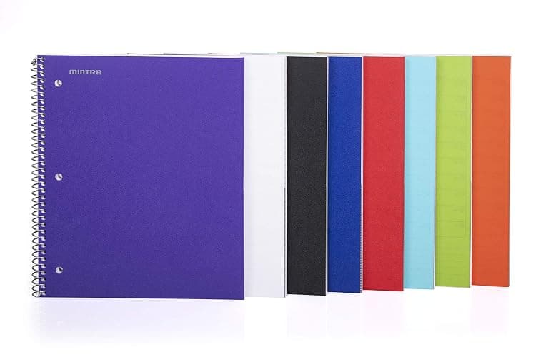 Mintra Office Durable Spiral Notebooks, 1 Subject, (White, College Ruled 3 pack), 100 Sheets, Poly Pocket, Moisture Resistant Cover, Strong Chipboard back, For School, Office, Business - White - College Ruled 3pk thumbnail 8