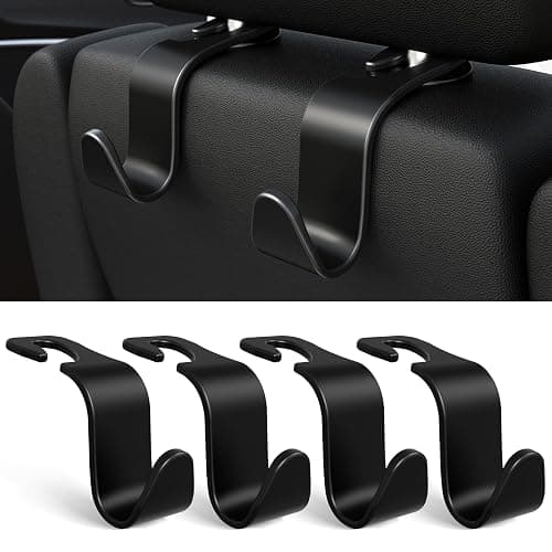 Amooca Car Seat Headrest Hook 4 Pack Hanger Storage Organizer Universal for Handbag Purse Coat fit Universal Vehicle Car Black S Type thumbnail 7