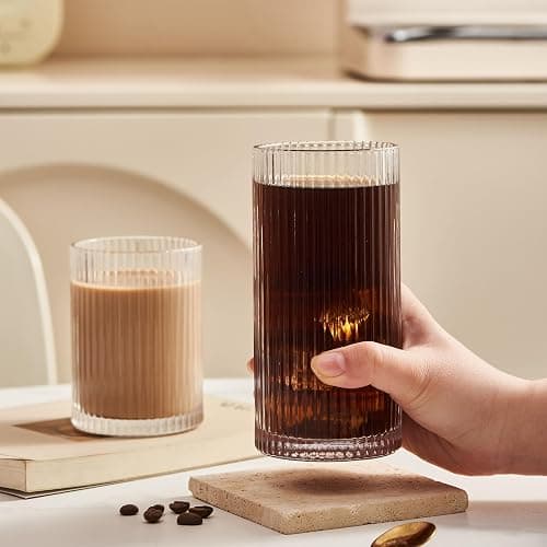 Eden & Willow Striped Highball Glasses | Durable and Stylish, Tumblers for Cocktails, Hot and Cold Drinks (Set of 6, 350ml) thumbnail 5